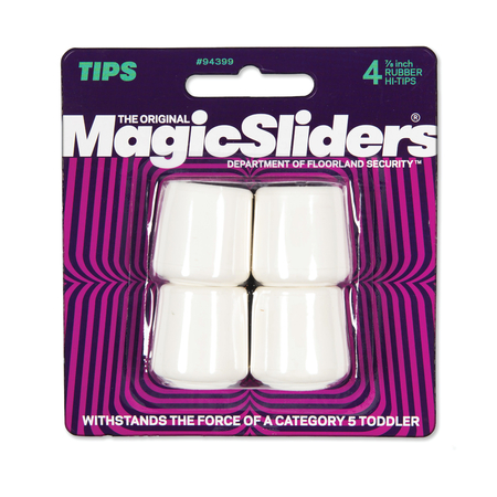 MAGIC SLIDERS LEG TIP RBR WHT 7/8"" 4PK 94399